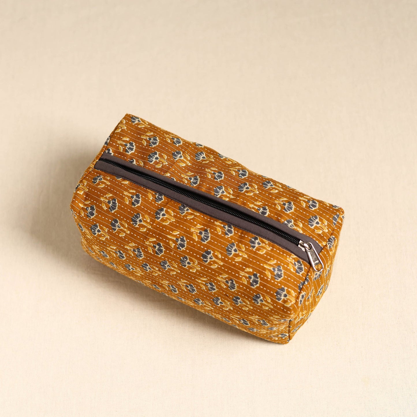  Brown Handmade Cotton Toiletry Pouch 