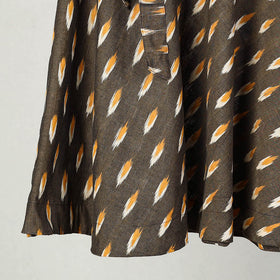 Brown Handmade Cotton Wrap Around Pochampally Ikat Skirt