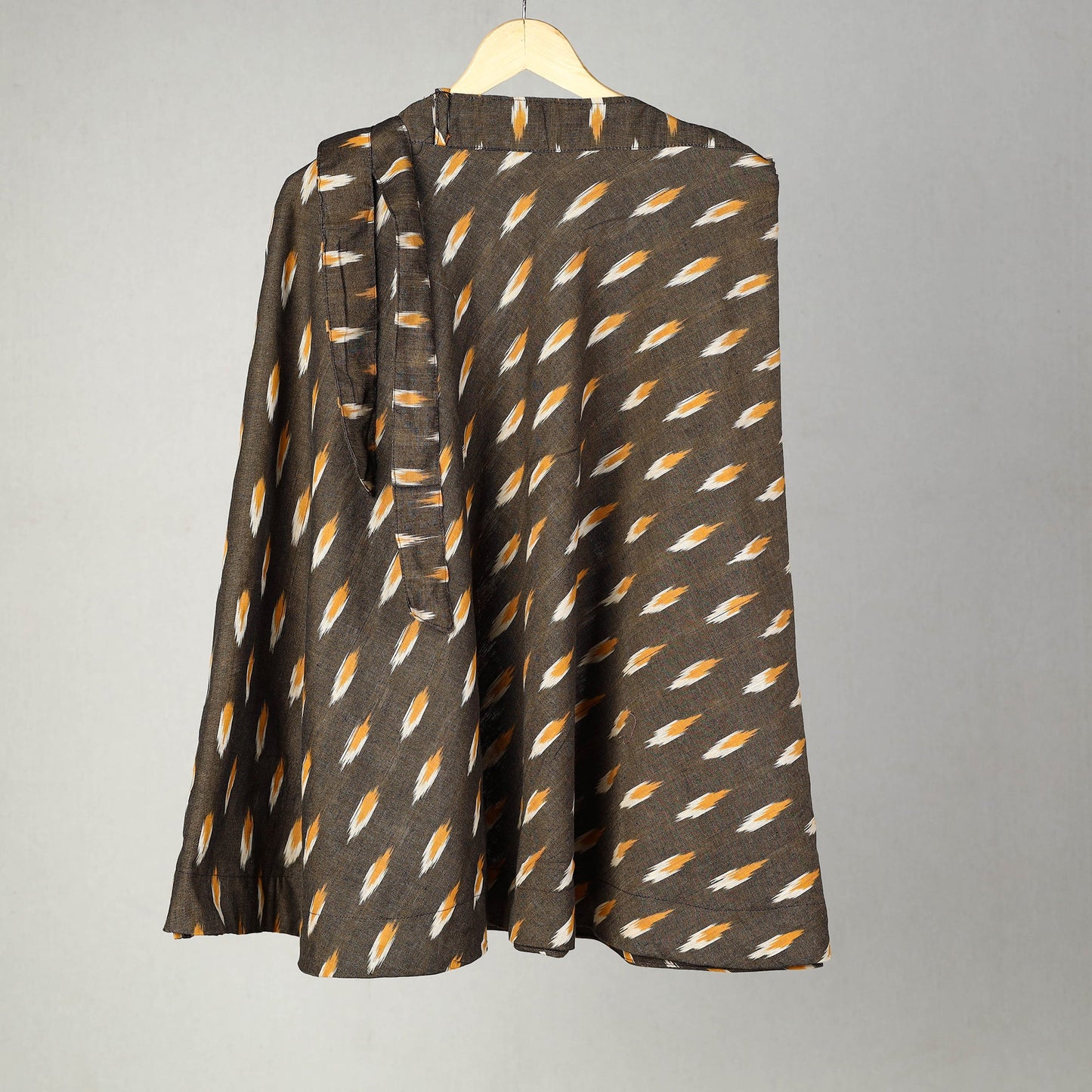 Brown Handmade Cotton Wrap Around Pochampally Ikat Skirt