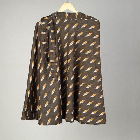 Brown Handmade Cotton Wrap Around Pochampally Ikat Skirt