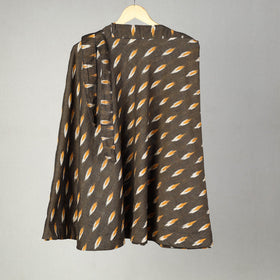 Brown Handmade Cotton Wrap Around Pochampally Ikat Skirt