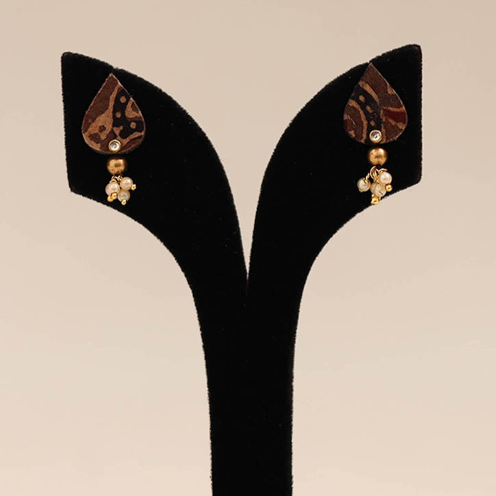 Brown - handmade fabart earrings 82 - handcrafted