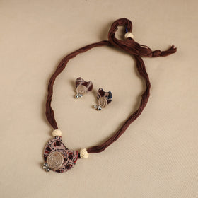 Brown - handmade fabart jute necklace set 15 - handcrafted