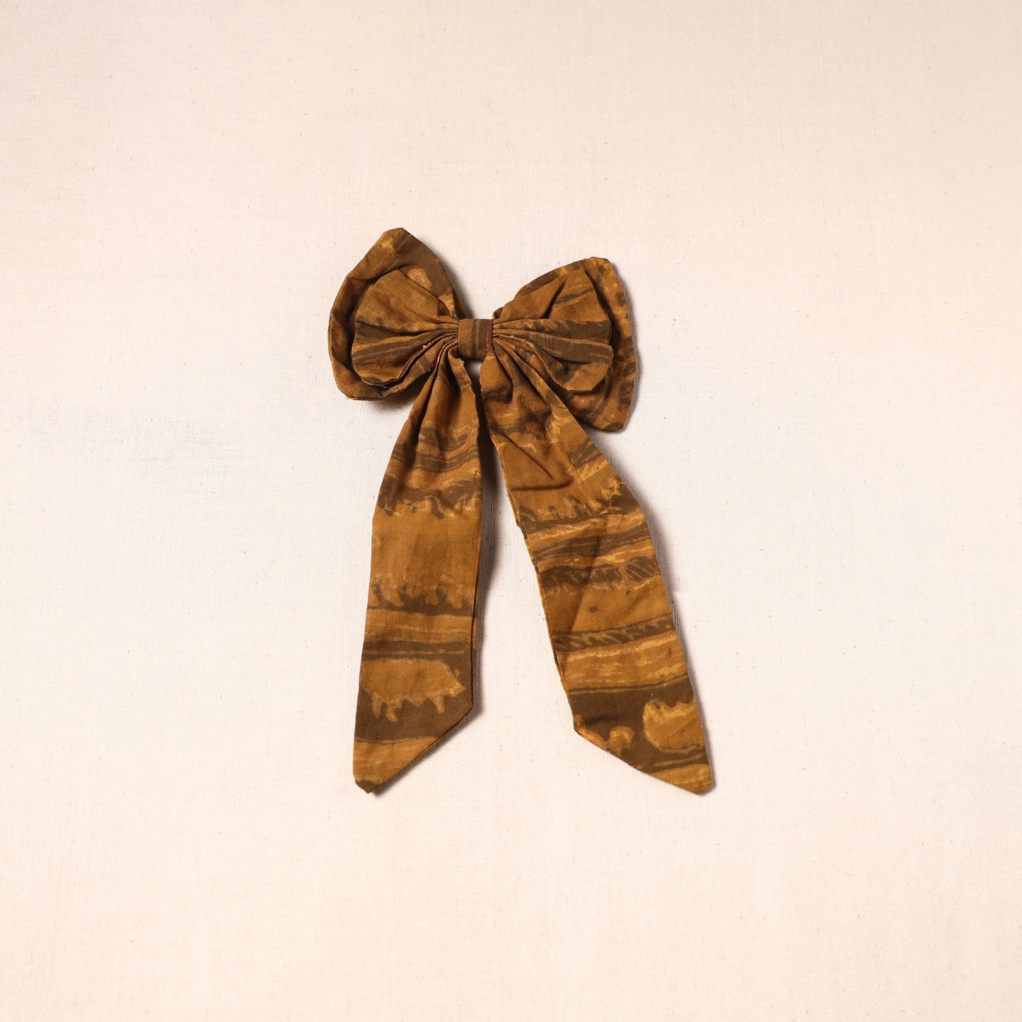 Brown - handmade fabric bow hair clip 04 - handcrafted