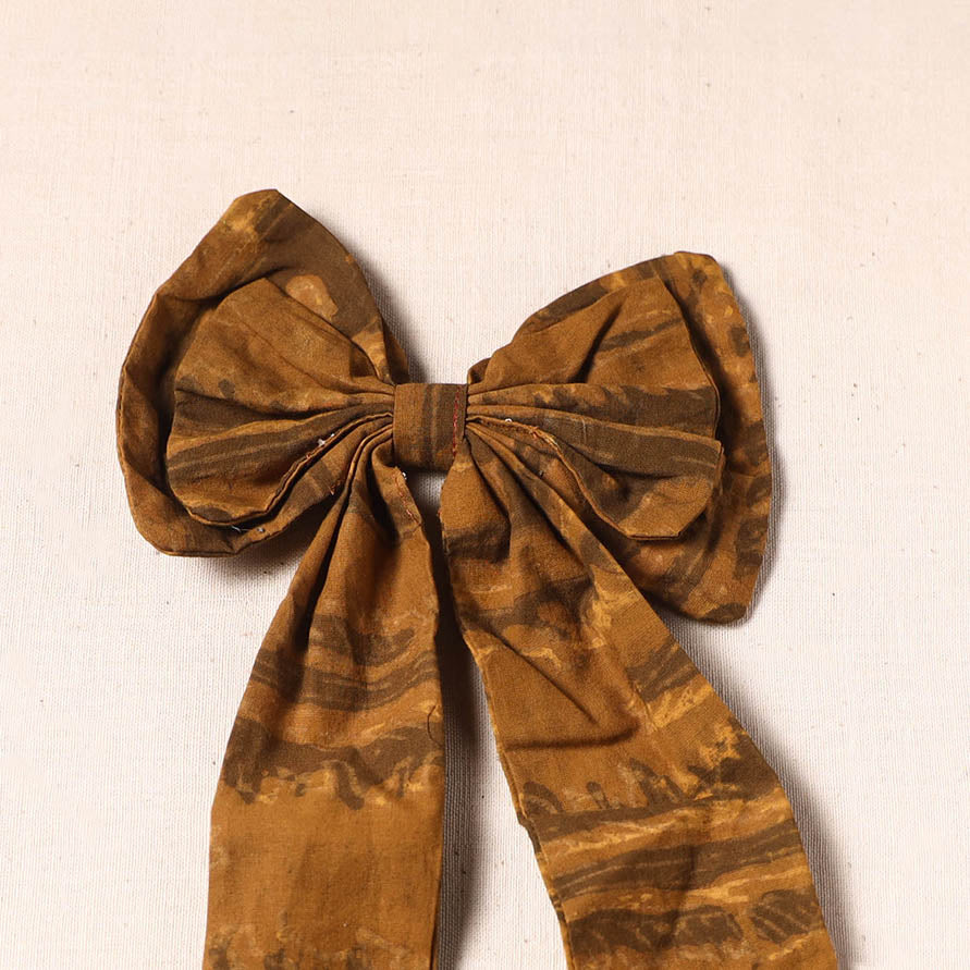 Brown - handmade fabric bow hair clip 04 - handcrafted