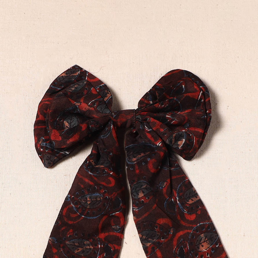 Brown - handmade fabric bow hair clip 39 - handcrafted