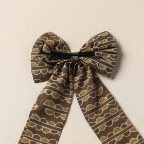 Brown Handmade Fabric Bow Hair Clip