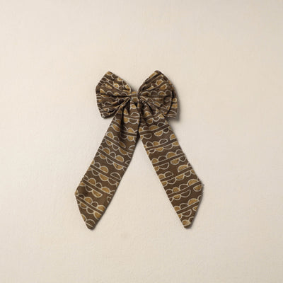Brown Handmade Fabric Bow Hair Clip