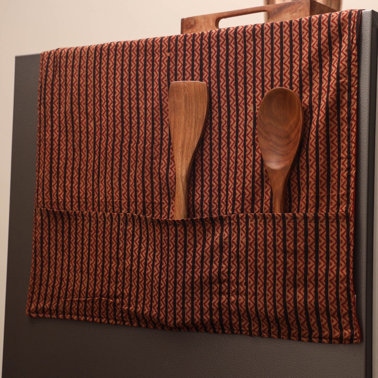 Handmade fridge top cover with multiple pockets 05