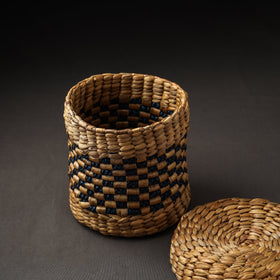 Handmade Organic Water Hyacinth Brown Multipurpose Storage Box (Small)