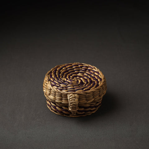 Handmade Organic Water Hyacinth Brown Utility Box from Assam (Small)