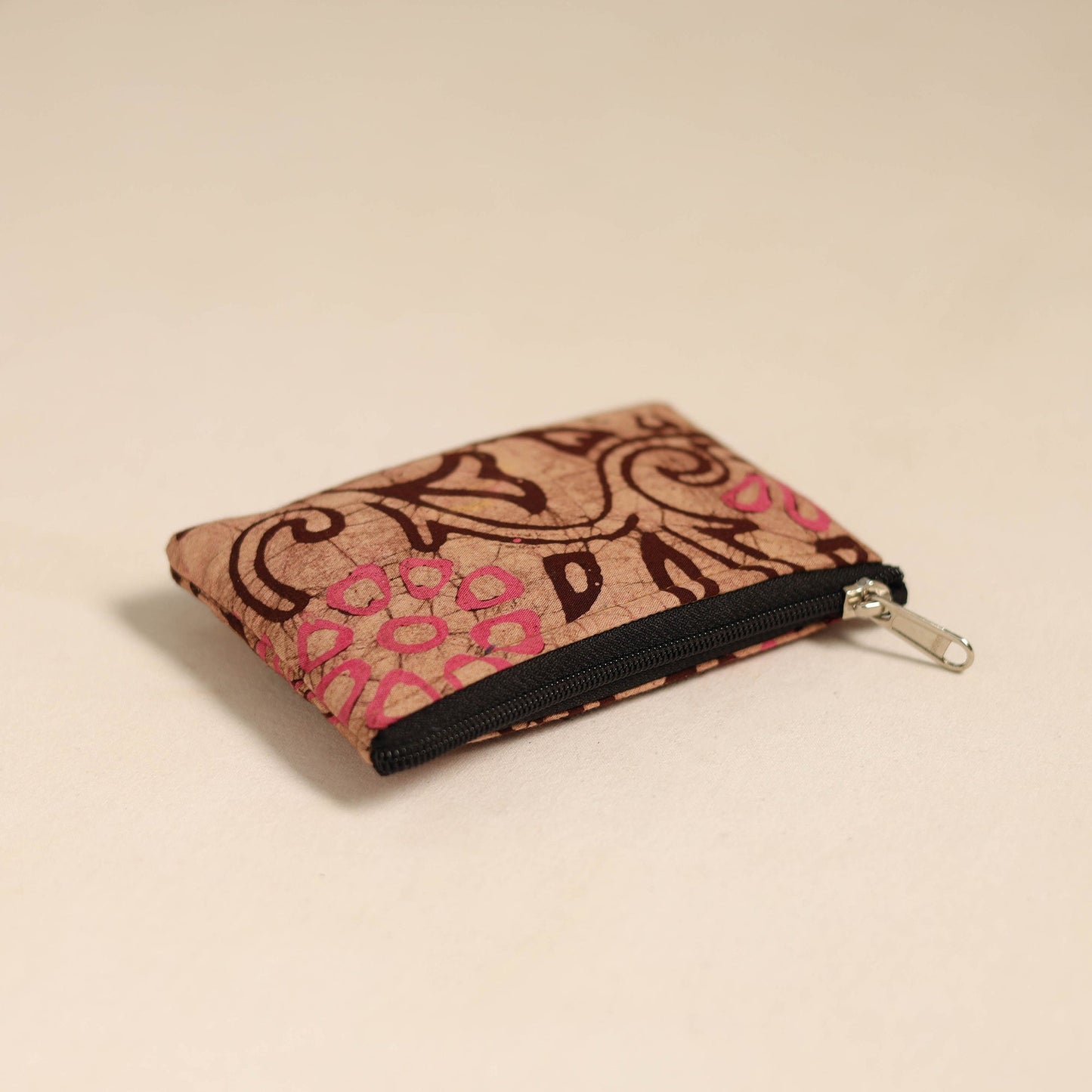  Brown Handmade Quilted Cotton Coin Pouch Online in India