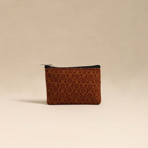  Brown Handmade Quilted Cotton Coin Pouch 