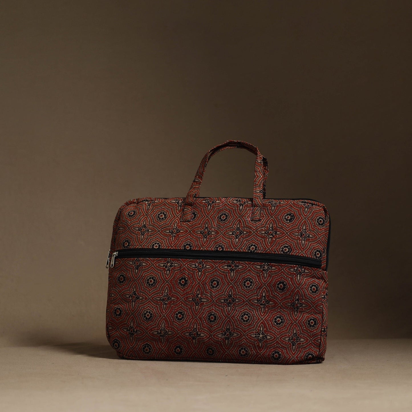  Brown Handmade Quilted Cotton Laptop Bag (13 x 16 in)