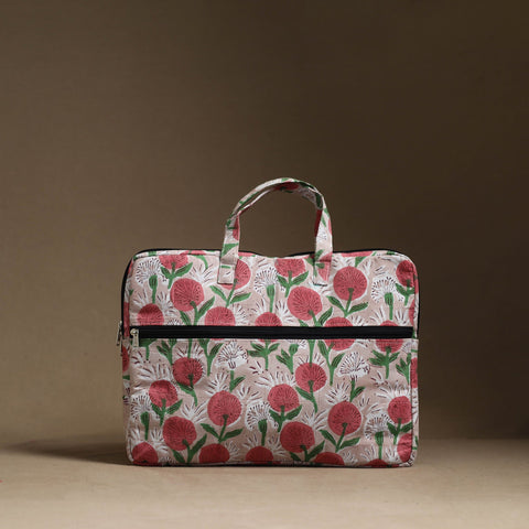  Brown Handmade Quilted Cotton Laptop Bag (13 x 16 in)