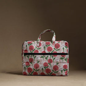  Brown Handmade Quilted Cotton Laptop Bag (13 x 16 in)