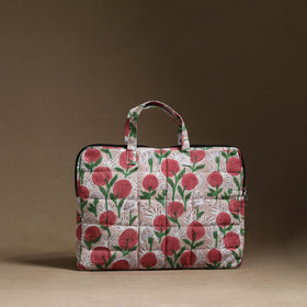  Brown Handmade Quilted Cotton Laptop Bag (13 x 16 in)