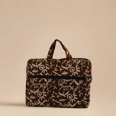  Brown Handmade Quilted Cotton Laptop Bag