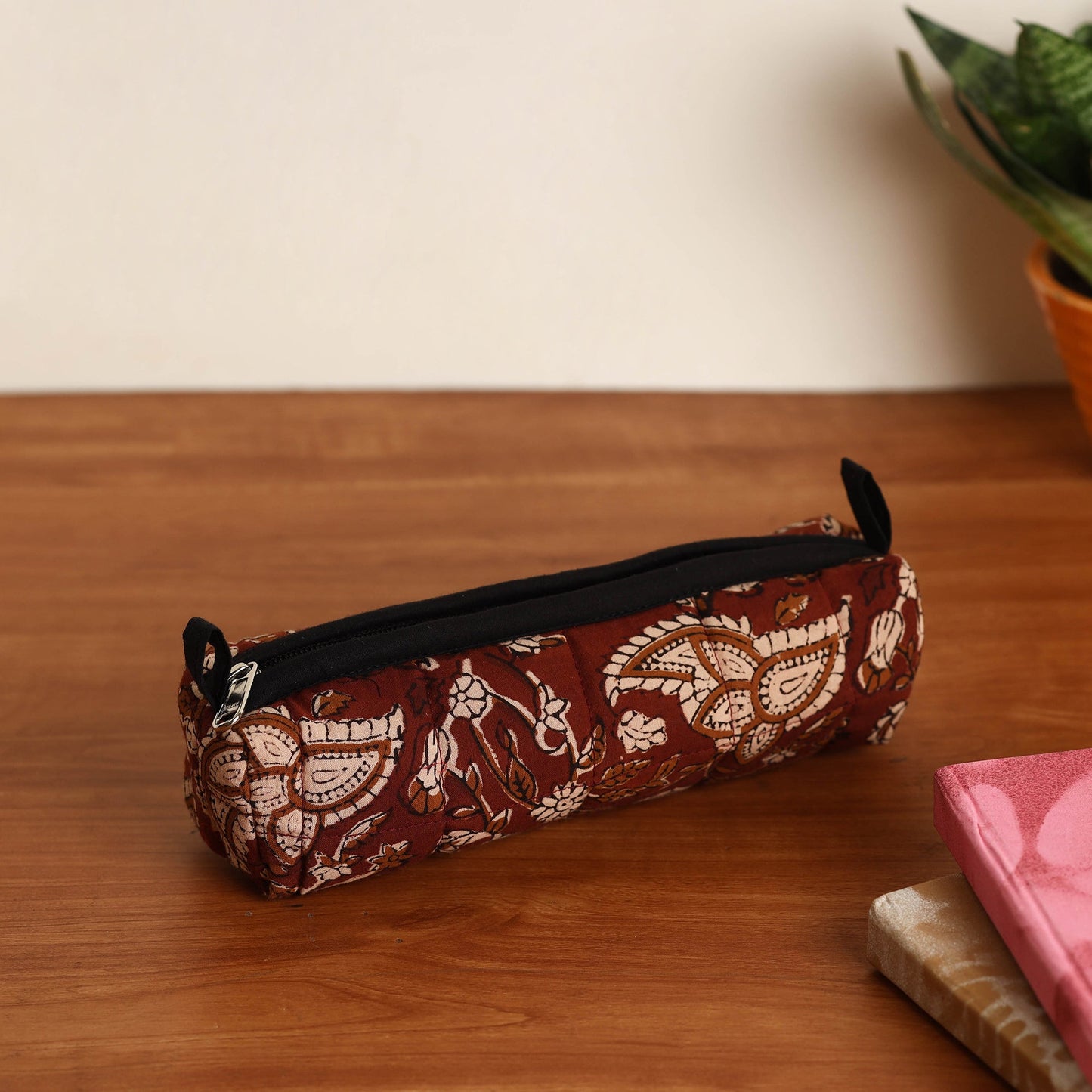  Brown Handmade Quilted Cotton Pencil Pouch