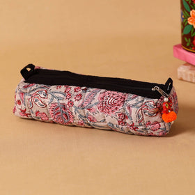 Brown Handmade Quilted Cotton Pencil Pouch