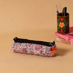 Brown Handmade Quilted Cotton Pencil Pouch