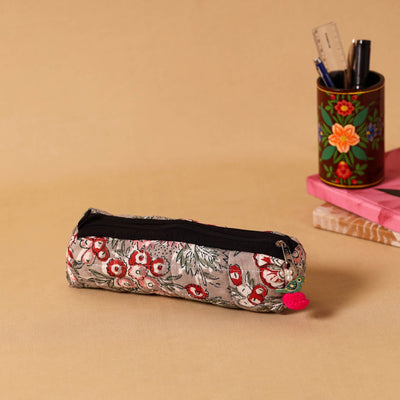 Brown Handmade Quilted Cotton Pencil Pouch