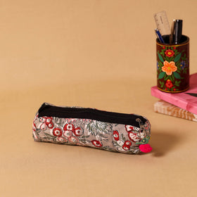 Brown Handmade Quilted Cotton Pencil Pouch