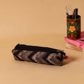 Brown Handmade Quilted Cotton Pencil Pouch