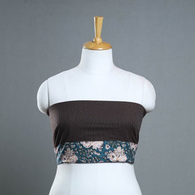 Brown - handmade running stitch plain cotton blouse piece