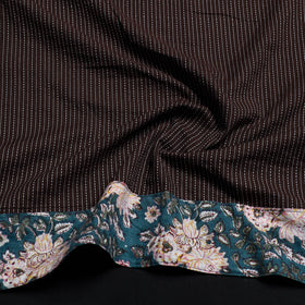 Brown - handmade running stitch plain cotton blouse piece