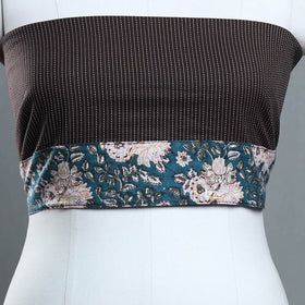 Brown - handmade running stitch plain cotton blouse piece