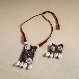 Buy Brown Handmade Shell Work Fabart Necklace Set