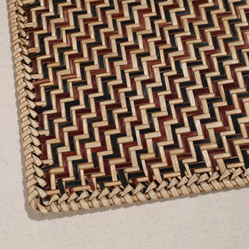  Brown Handmade Water Hyacinth Placemat with Border from Assam (18 x 13 in)