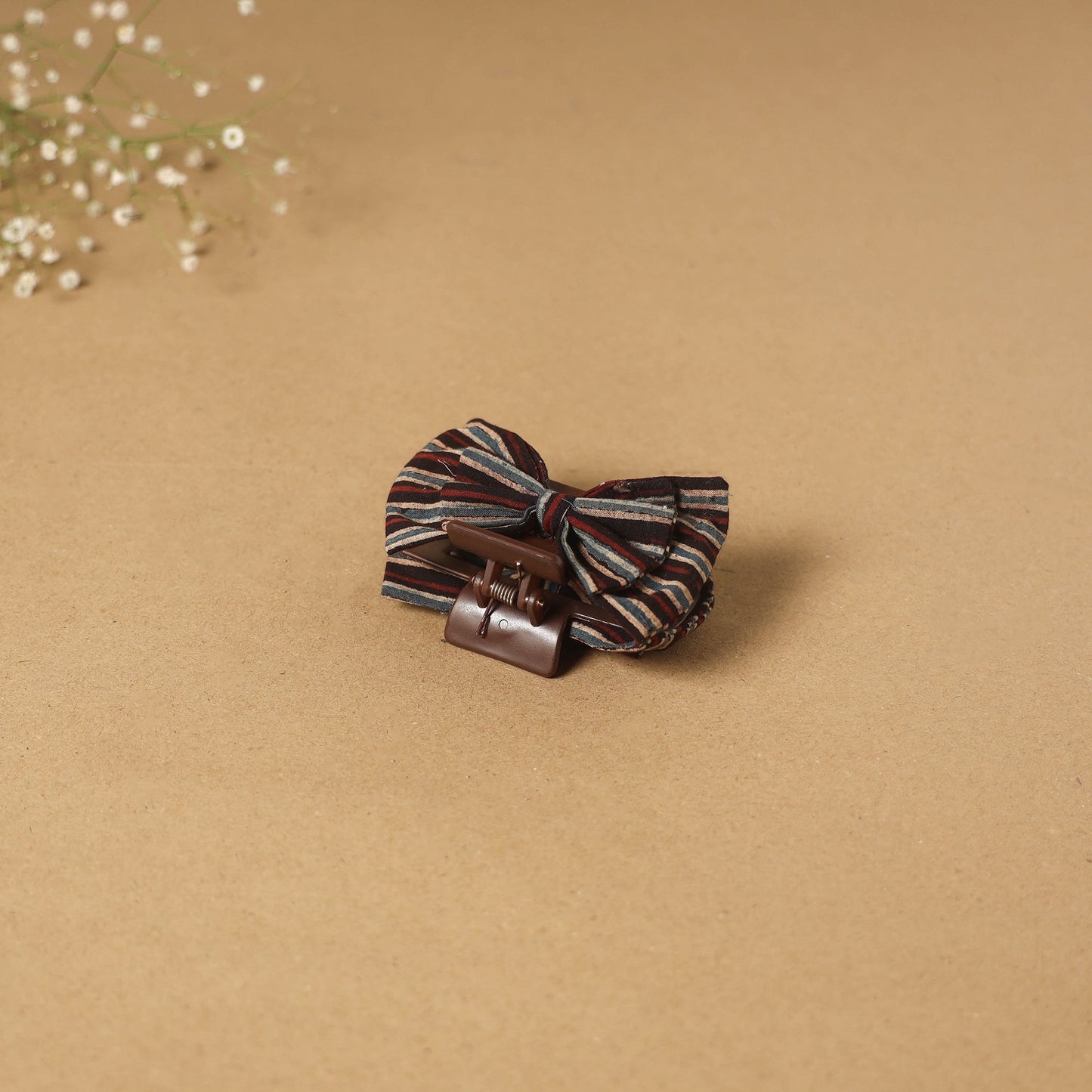 Brown - handmade women’s bow hair claw clip 34 - handcrafted