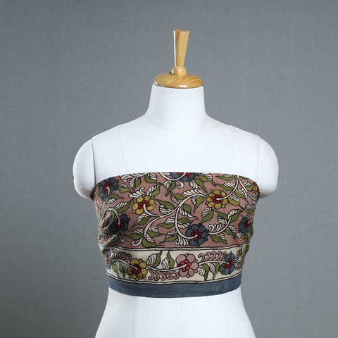 Buy Brown Handpainted Cotton Kalamkari Blouse Piece