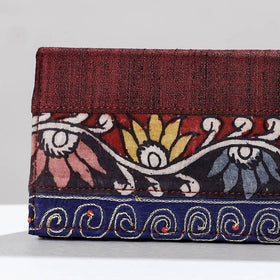 Brown Handpainted Kalamkari Ghicha Silk Clutch