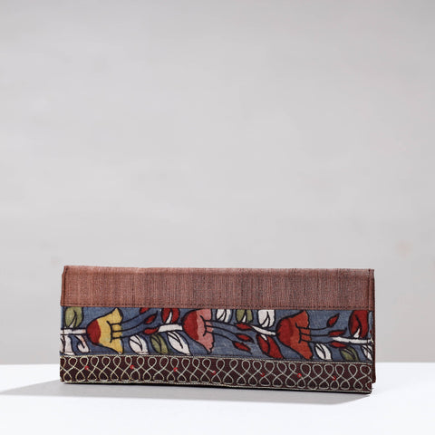 Brown Handpainted Kalamkari Ghicha Silk Clutch