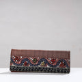 Brown Handpainted Kalamkari Ghicha Silk Clutch
