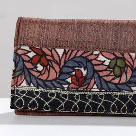 Brown Handpainted Kalamkari Ghicha Silk Clutch