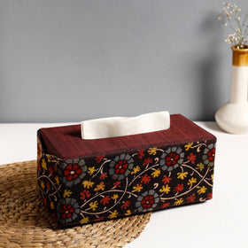 Brown Handpainted Kalamkari Natural Dyed Cotton Tissue Box 