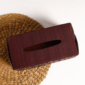 Brown Handpainted Kalamkari Natural Dyed Cotton Tissue Box 