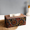 Brown Handpainted Kalamkari Natural Dyed Cotton Tissue Box 