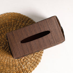 Brown Handpainted Kalamkari Natural Dyed Cotton Tissue Box 