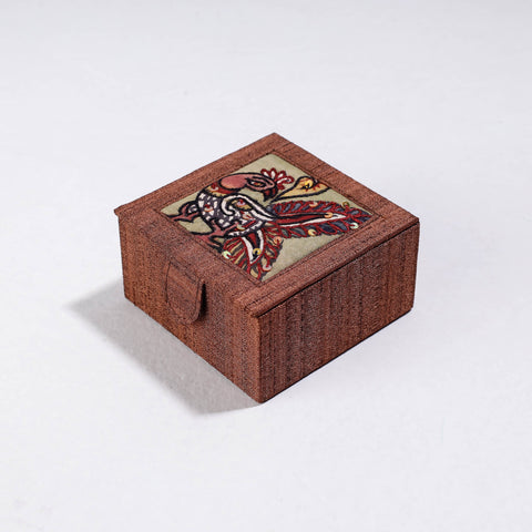 Brown Handpainted Kalamkari Natural Dyed Ghicha Silk Bangle Box (Small)