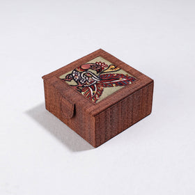 Brown Handpainted Kalamkari Natural Dyed Ghicha Silk Bangle Box (Small)