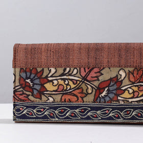 Brown Handpainted Kalamkari Natural Dyed Ghicha Silk Clutch