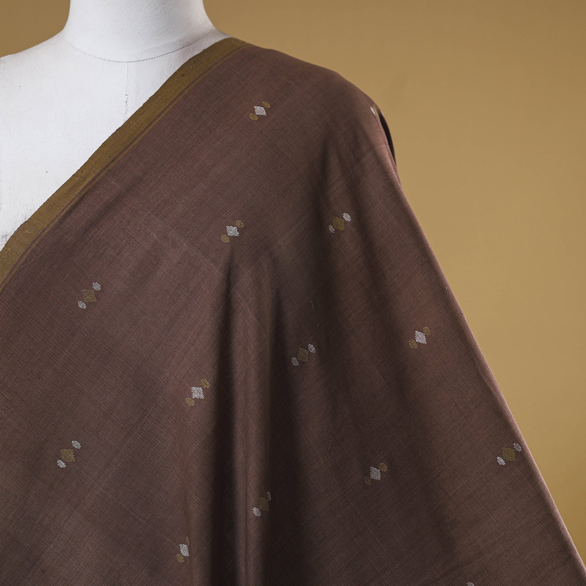 Buti Rug Mage Brown Handspun Handloom Natural Dyed Cotton Geometric Buti Srikakulam ...