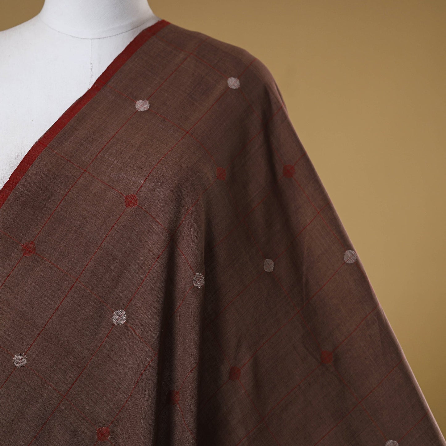 Brown - handspun handloom natural dyed cotton buti
