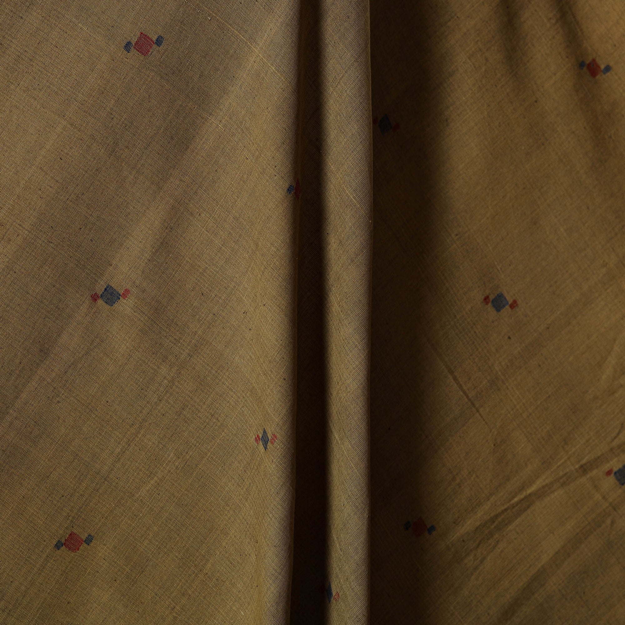 Buti Rug Mage Brown Handspun Handloom Natural Dyed Cotton Buti Srikakulam Jamdani Fabric