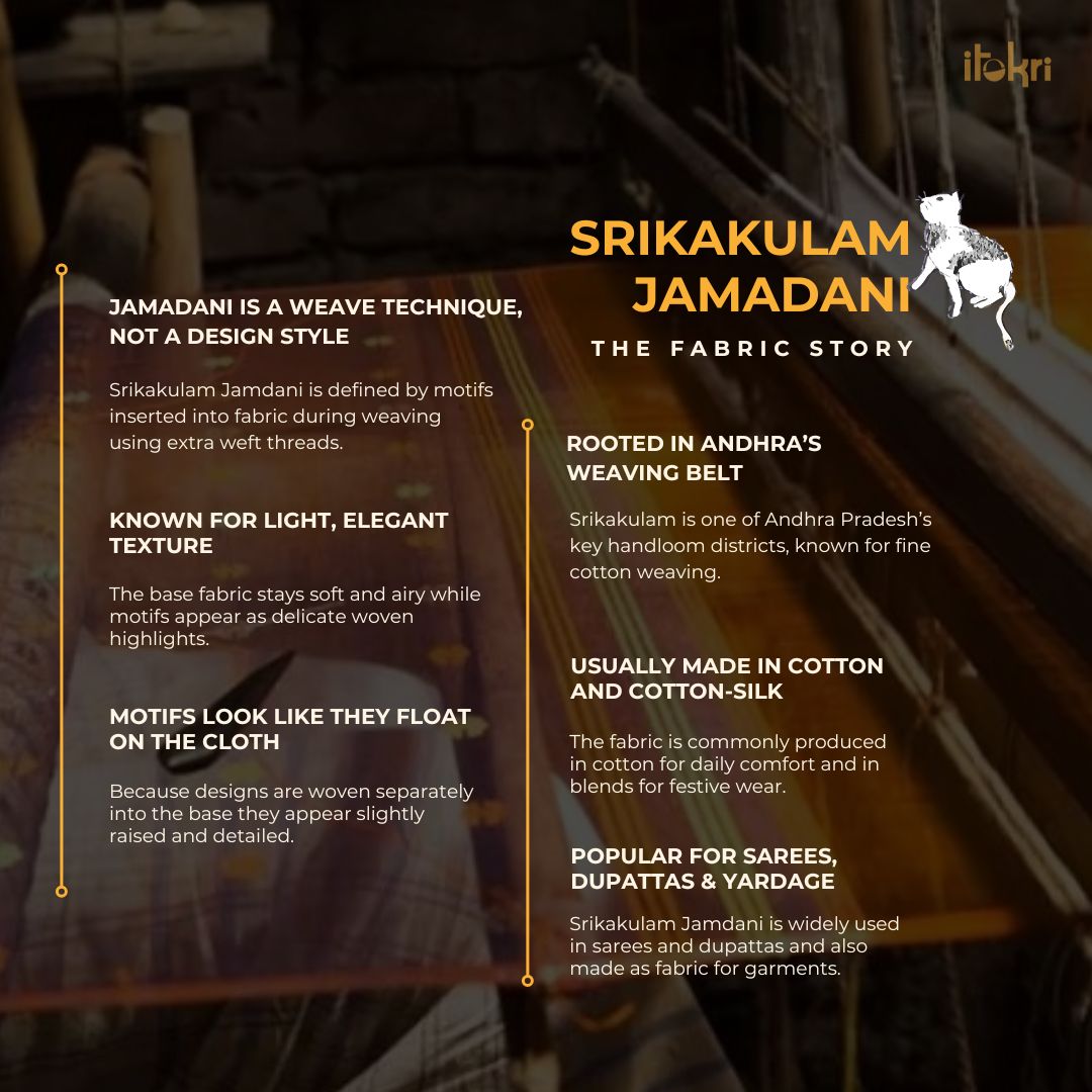 Pink - Handspun Handloom Natural Dyed Cotton Srikakulam Jamdani Fabric 09